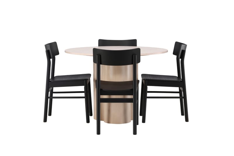 Olivia Spisegruppe 110 cm Rund med 4 Montros stole, Whitewash