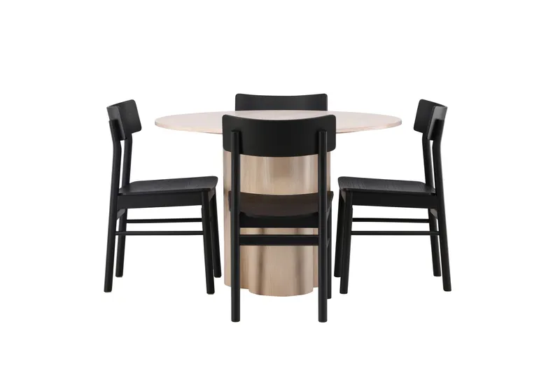 Olivia Spisegruppe 110 cm Rund med 4 Montros stole, Whitewash