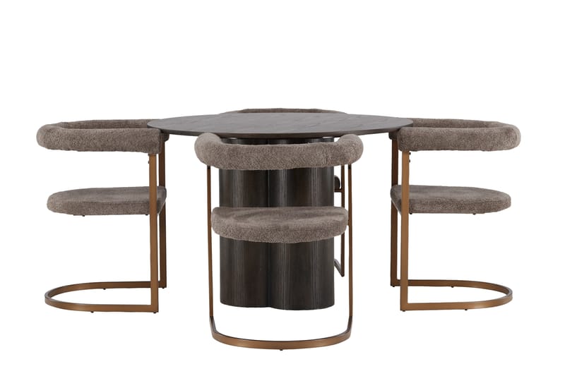 Olivia Spisegruppe 110 cm Rund med 4 Morning stole, Brun