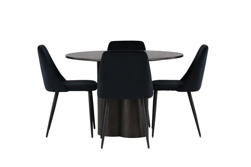 Olivia Spisegruppe 110 cm Rund med 4 Night stole, Svart
