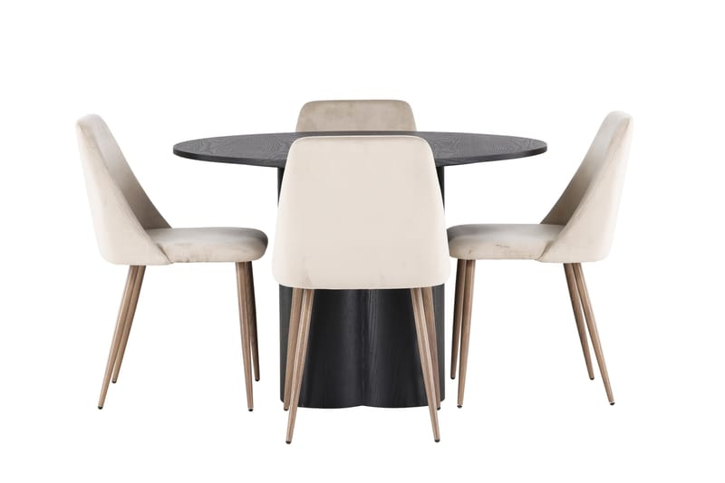 Olivia Spisegruppe 110 cm Rund med 4 Night stole, Svart