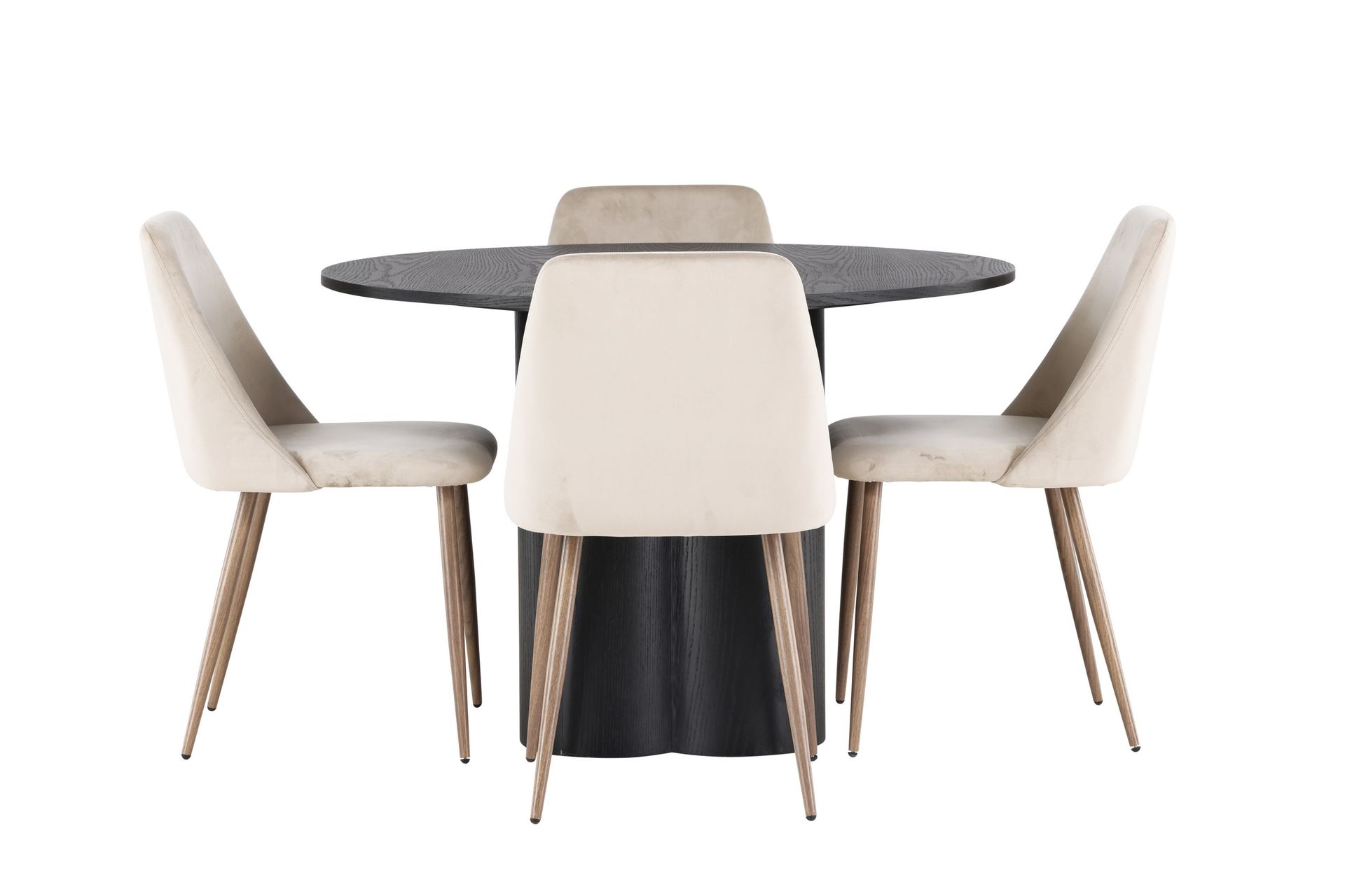 Olivia Spisegruppe 110 cm Rund med 4 Night stole - Svart - Møbler - Borde - Spisebordssæt