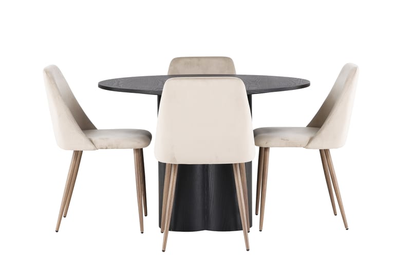 Olivia Spisegruppe 110 cm Rund med 4 Night stole - Svart - Møbler - Borde - Spisebordssæt