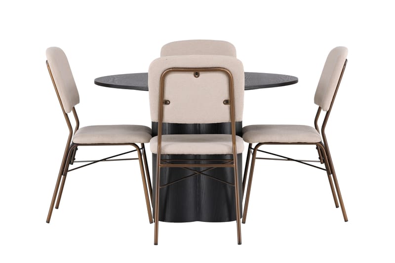 Olivia Spisegruppe 110 cm Rund med 4 Seda Stole, Beige
