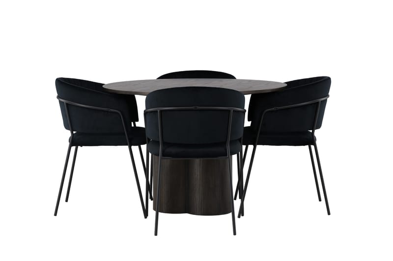 Olivia Spisegruppe 110 cm Rund med 4 Selma Stole, Svart