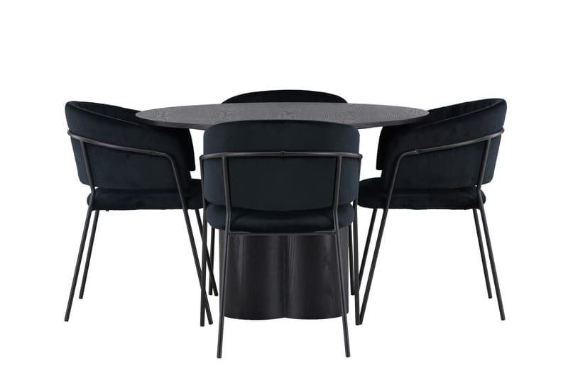 Olivia Spisegruppe 110 cm Rund med 4 Selma stole, Svart