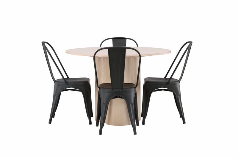 Olivia Spisegruppe 110 cm Rund med 4 Tempe Stole, Sort