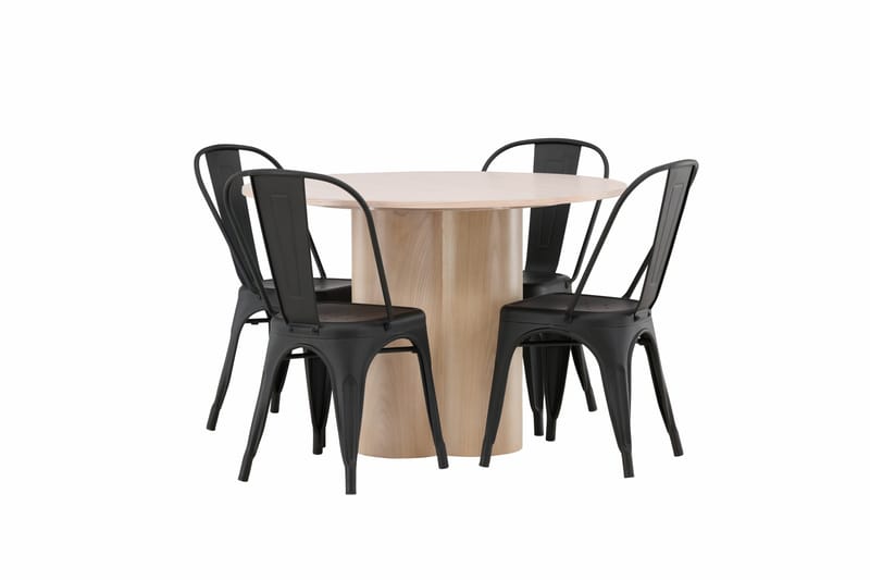Olivia Spisegruppe 110 cm Rund med 4 Tempe Stole - Sort - Møbler - Borde - Spisebordssæt