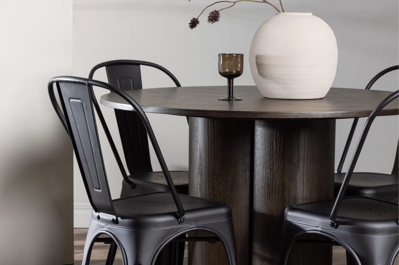 Olivia Spisegruppe 110 cm Rund med 4 Tempe Stole - Sort - Møbler - Borde - Spisebordssæt