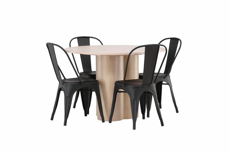 Olivia Spisegruppe 110 cm Rund med 4 Tempe Stole - Sort - Møbler - Borde - Spisebordssæt