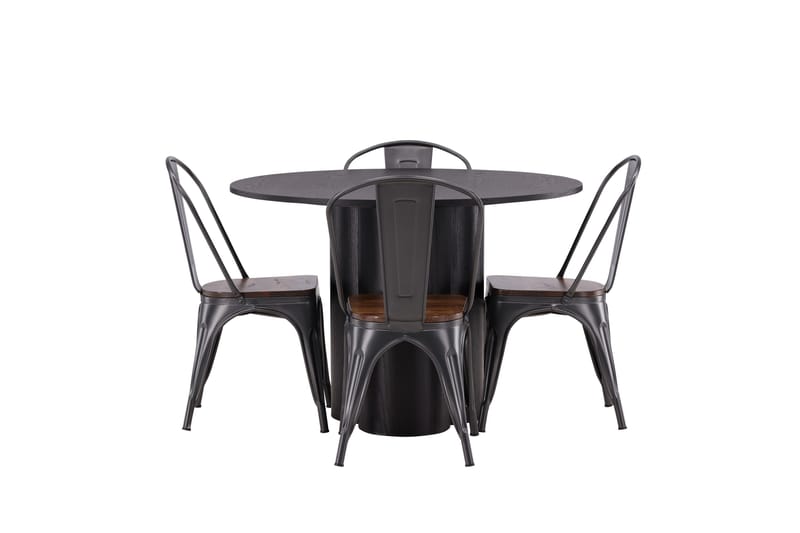 Olivia Spisegruppe 110 cm Rund med 4 Tempe Stole, Svart