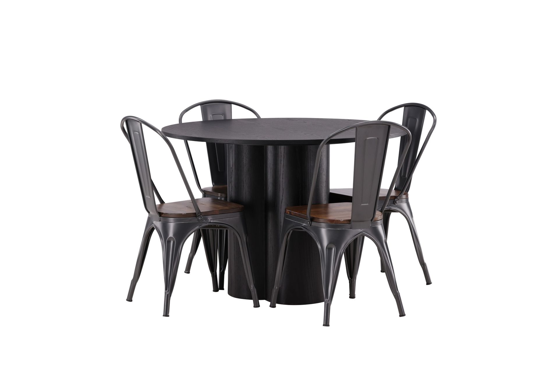 Olivia Spisegruppe 110 cm Rund med 4 Tempe Stole - Svart - Møbler - Borde - Spisebordssæt