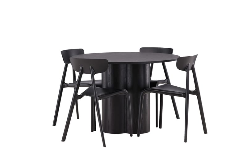Olivia Spisegruppe 110 cm Rund med 4 Ursholmen Stole - Svart - Møbler - Borde - Spisebordssæt