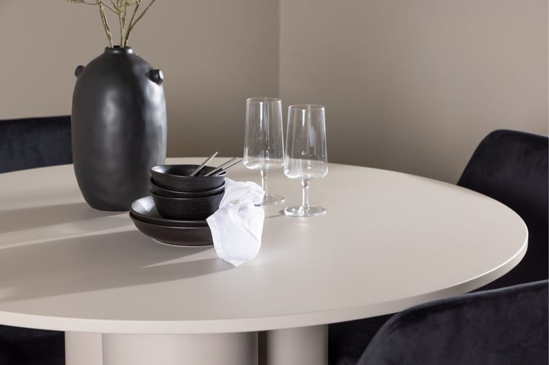 Olivia Spisegruppe 110 cm Rundt med 4 Night stole - Beige/Sort - Møbler - Borde - Spisebordssæt