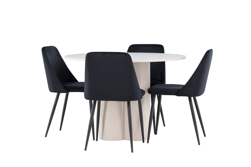 Olivia Spisegruppe 110 cm Rundt med 4 Night stole, Beige/Sort
