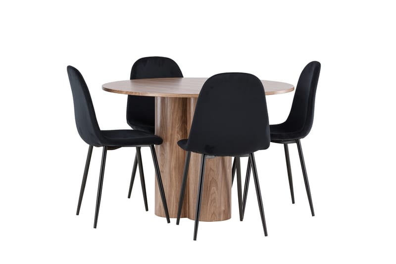 Olivia Spisegruppe 110 cm Rundt med 4 Polar stole - Mocca/Svart - Møbler - Borde - Spisebordssæt