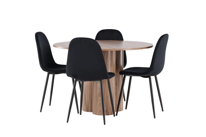 Olivia Spisegruppe 110 cm Rundt med 4 Polar stole - Mocca/Svart - Møbler - Borde - Spisebordssæt