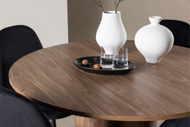 Olivia Spisegruppe 110 cm Rundt med 4 Polar stole - Mocca/Svart - Møbler - Borde - Spisebordssæt