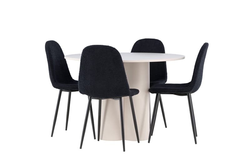 Olivia Spisegruppe 110 cm Rundt med 4 Polar stole, Beige/Sort