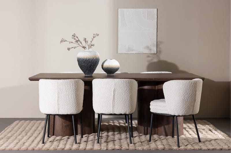 Olivia Spisegruppe 210 cm Rektangulær med 6 Agnes stole - Mocca/Hvit - Møbler - Borde - Spisebordssæt