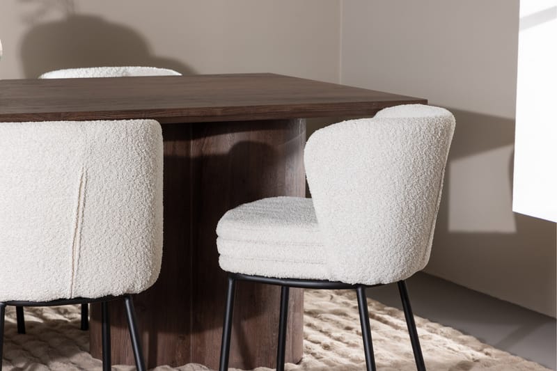 Olivia Spisegruppe 210 cm Rektangulær med 6 Agnes stole - Mocca/Hvit - Møbler - Borde - Spisebordssæt