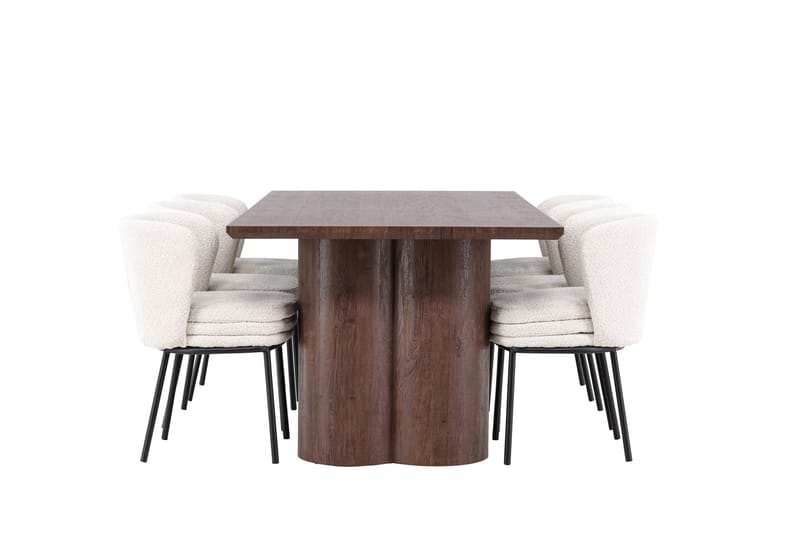 Olivia Spisegruppe 210 cm Rektangulær med 6 Agnes stole - Mocca/Hvit - Møbler - Borde - Spisebordssæt