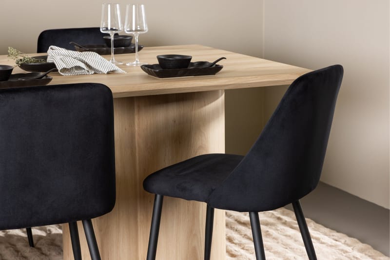 Olivia Spisegruppe 210 cm Rektangulær med 6 Night stole - Whitewash/Svart - Møbler - Borde - Spisebordssæt