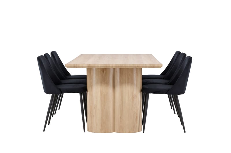 Olivia Spisegruppe 210 cm Rektangulær med 6 Night stole - Whitewash/Svart - Møbler - Borde - Spisebordssæt