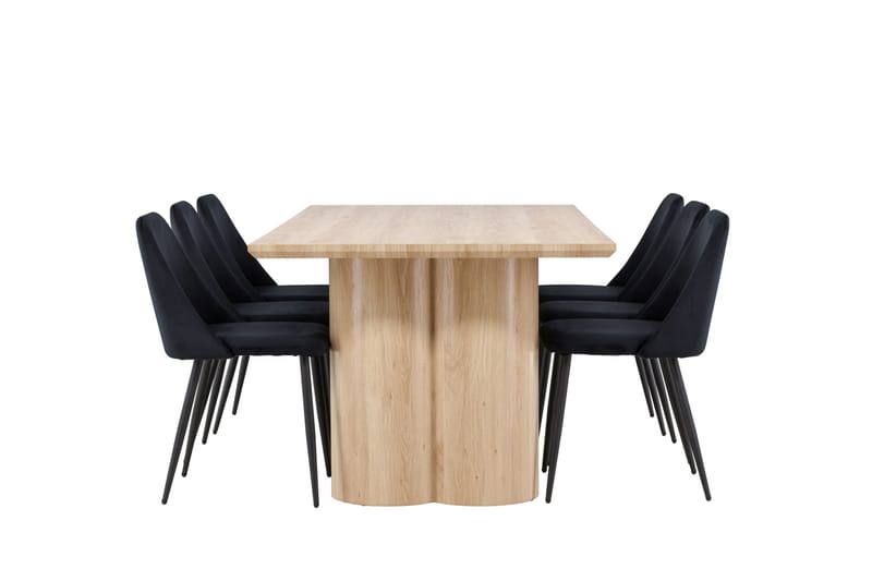 Olivia Spisegruppe 210 cm Rektangulær med 6 Night stole - Whitewash/Svart - Møbler - Borde - Spisebordssæt