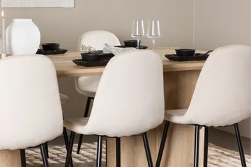 Olivia Spisegruppe 210 cm Rektangulær med 6 Polar stole - Whitewash/Beige - Møbler - Borde - Spisebordssæt