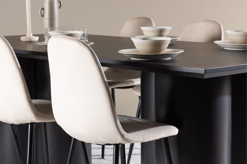 Olivia Spisegruppe 210 cm Rektangulær med 6 Polar stole - Svart/Beige - Møbler - Borde - Spisebordssæt