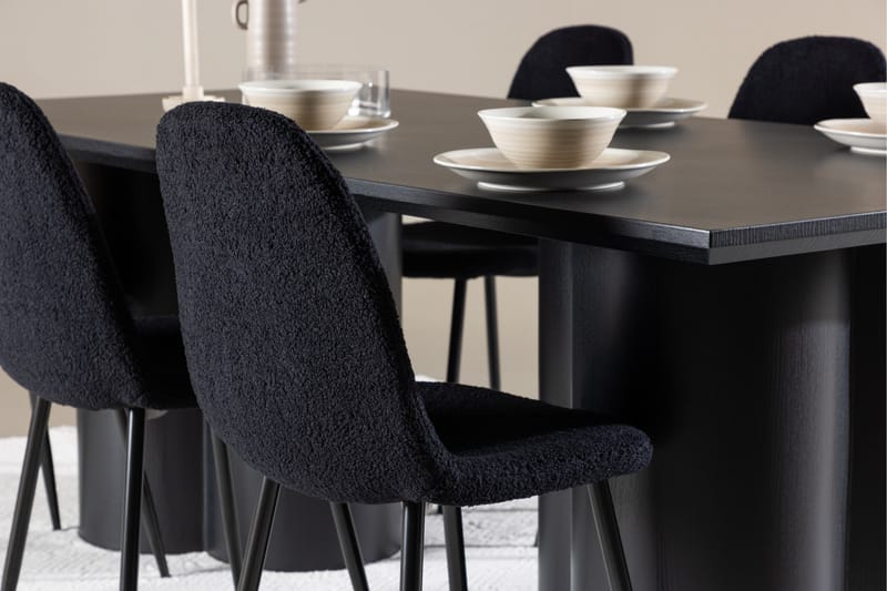 Olivia Spisegruppe 210 cm Rektangulær med 6 Polar stole - Svart/Svart - Møbler - Borde - Spisebordssæt