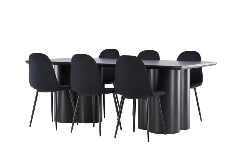 Olivia Spisegruppe 210 cm Rektangulær med 6 Polar stole - Svart/Svart - Møbler - Borde - Spisebordssæt