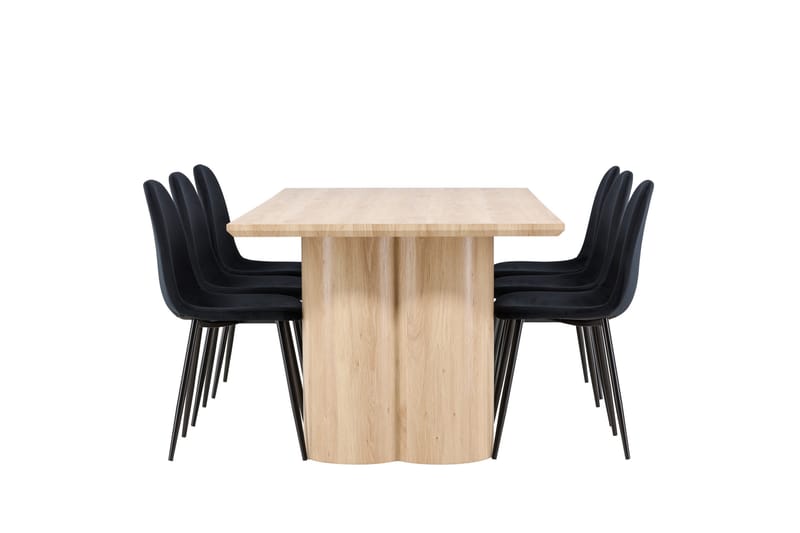 Olivia Spisegruppe 210 cm Rektangulær med 6 Polar stole - Whitewash/Svart - Møbler - Borde - Spisebordssæt