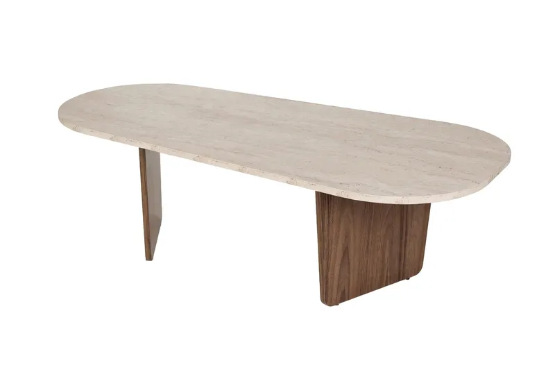 Omari Sofabord 130 cm - Travertin og valnød - Møbler - Borde - Sofabord