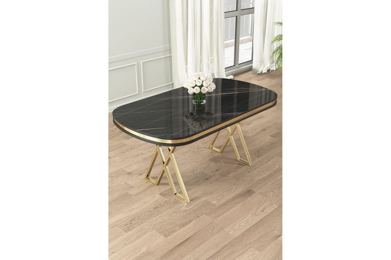 Omin Spisebord 168 cm Oval - Sort Marmor/Guld - Møbler - Borde - Spisebord og køkkenbord