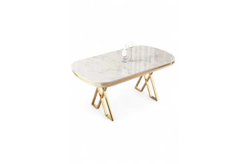 Omin Spisebord 168 cm Rektangulær - Hvid Marmor/Guld - Møbler - Borde - Spisebord og køkkenbord