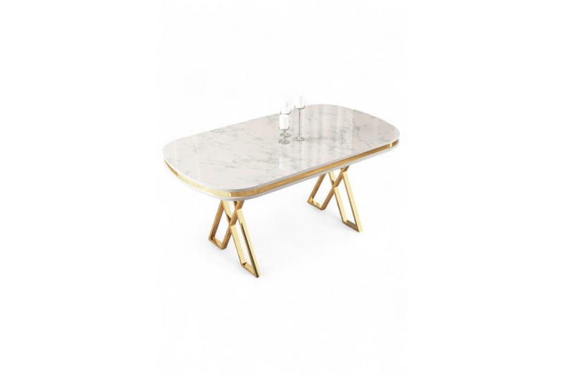 Omin Spisebord 168 cm Rektangulær - Hvid Marmor/Guld - Møbler - Borde - Spisebord og køkkenbord
