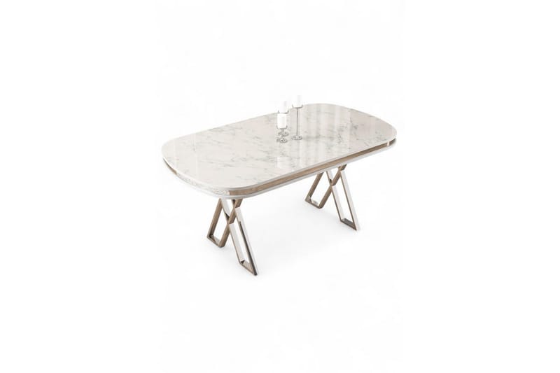 Omin Spisebord 168 cm Rektangulær - Hvid Marmor/Krom - Møbler - Borde - Spisebord og køkkenbord