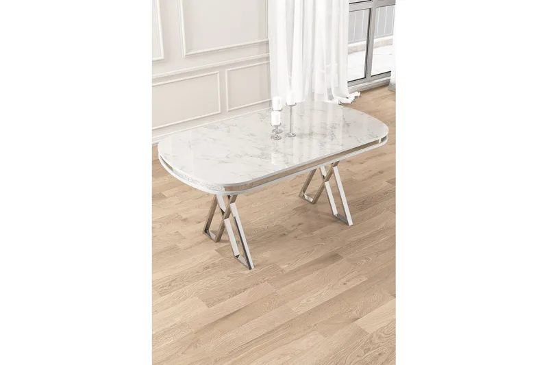 Omin Spisebord 168 cm Rektangulær - Hvid Marmor/Krom - Møbler - Borde - Spisebord og køkkenbord