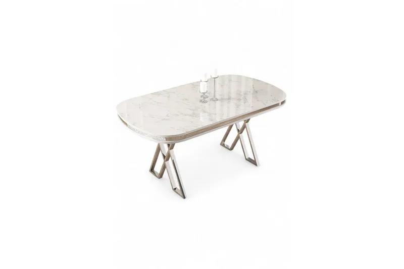 Omin Spisebord 168 cm Rektangulær - Hvid Marmor/Krom - Møbler - Borde - Spisebord og køkkenbord