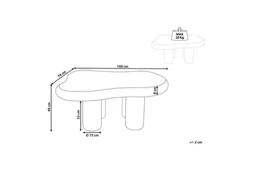 Ondle Asymmetrisk Sofabord 92 cm i Træ med Organisk Form - Hvid - Møbler - Borde - Sofabord