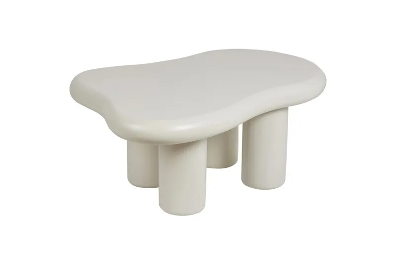 Ondle Asymmetrisk Sofabord 92 cm i Træ med Organisk Form - Hvid - Møbler - Borde - Sofabord