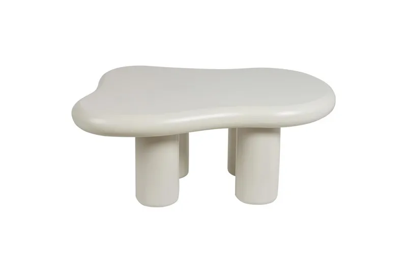 Ondle Asymmetrisk Sofabord 92 cm i Træ med Organisk Form, Hvid