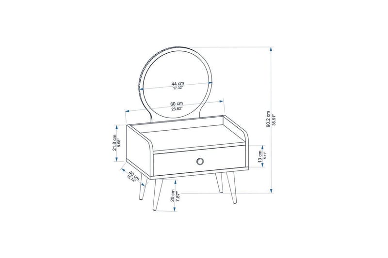 Orlinor Toiletbord 60 cm - Hvid/Blå - Møbler - Borde - Sminkebord & konsolbord