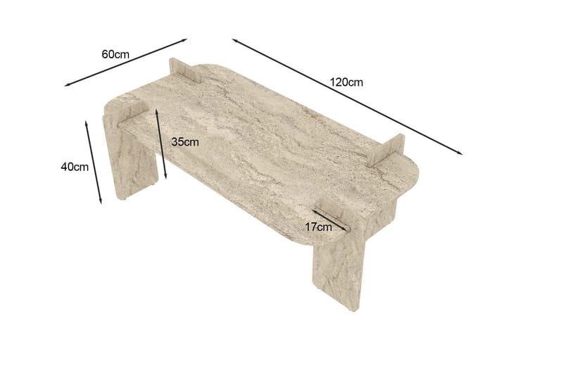 Osmiric sofabord 120 cm rektangulært - Travertin - Møbler - Borde - Sofabord