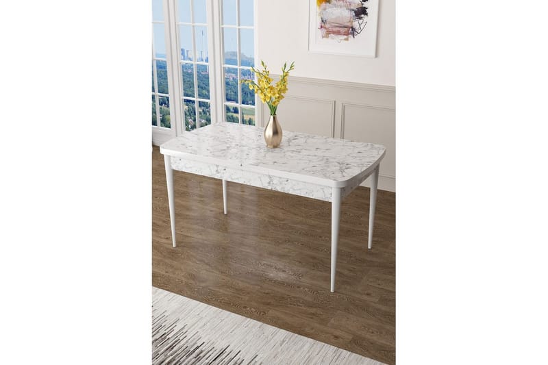 Ostwerwal Spisebord 132 cm Rektangulær - Hvid Marmor/Hvid - Møbler - Borde - Spisebord og køkkenbord