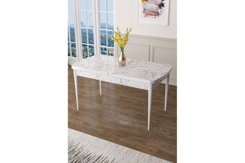 Ostwerwal Spisebord 132 cm Rektangulær - Hvid Marmor/Hvid - Møbler - Borde - Spisebord og køkkenbord