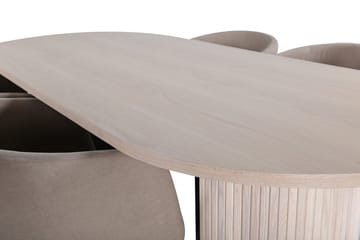 Oval matgrupp Venture Home Beige Ljust trä 4st - Møbler - Borde - Spisebordssæt