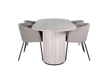 Oval matgrupp Venture Home Beige Ljust trä 4st - Møbler - Borde - Spisebordssæt